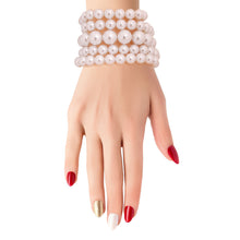 Load image into Gallery viewer, White Pearl Stretch Bracelet Set
