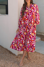 Load image into Gallery viewer, Blue Petal Collared Tiered Flowy Long Dress

