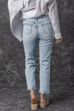 Load image into Gallery viewer, Sky Blue Light Wash Frayed Slim Fit High Waist Jeans
