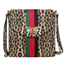Load image into Gallery viewer, Crossbody Leopard Striped Bee Flap Bag
