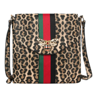 Crossbody Leopard Striped Bee Flap Bag