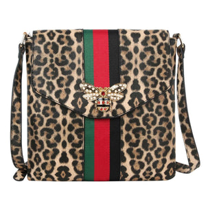 Crossbody Leopard Striped Bee Flap Bag