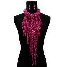 Load image into Gallery viewer, Fuchsia Pearl Fringe Necklace Set
