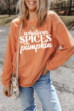 Load image into Gallery viewer, Orange Whatever Spices Your Pumpkin Graphic Corded Pullover Sweatshirt
