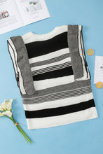 Load image into Gallery viewer, Black Plus Size Mixed Striped Print Ruffled Sweater Vest
