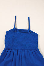 Load image into Gallery viewer, Navy Blue Spaghetti Straps Smocked Ruffled Wide Leg Jumpsuit
