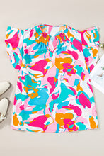 Load image into Gallery viewer, Multicolour Abstract Print Ruffled Sleeve Plus Size Blouse
