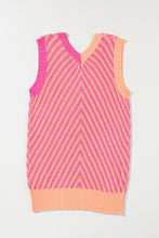 Load image into Gallery viewer, Strawberry Pink Contrast Chevron Knit V Neck Sweater Vest
