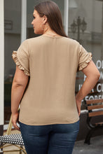 Load image into Gallery viewer, Light French Beige Ruffled Short Sleeve Plus Size Top
