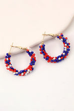 Load image into Gallery viewer, Fiery Red Flag Day Beaded Hoop Earrings
