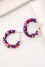 Load image into Gallery viewer, Fiery Red Flag Day Beaded Hoop Earrings
