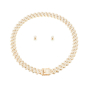 Iced Gold Square Cuban Chain Necklace