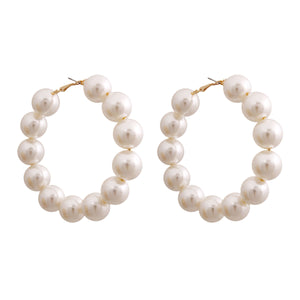 Large Cream Pearl Hoop Earrings