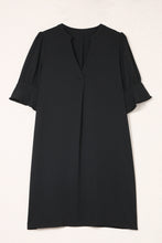 Load image into Gallery viewer, Black Ruffled Sleeve Shift Dress
