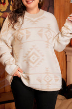 Load image into Gallery viewer, Apricot Plus Size Western Aztec Print Loose Sweater
