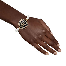 Load image into Gallery viewer, Black Coco Camellia Flower Pearl Bracelet
