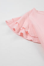 Load image into Gallery viewer, Light Pink Plus Size Crinkle Textured Ruffle Sleeve Top
