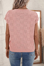 Load image into Gallery viewer, Dusty Pink Lattice Textured Knit Short Sleeve Sweater
