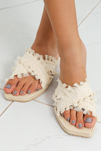 Load image into Gallery viewer, Beige Tassel Woven Crossed Straps Flat Slippers
