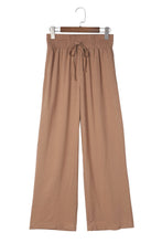 Load image into Gallery viewer, Brown Drawstring Elastic Waist Casual Wide Leg Pants
