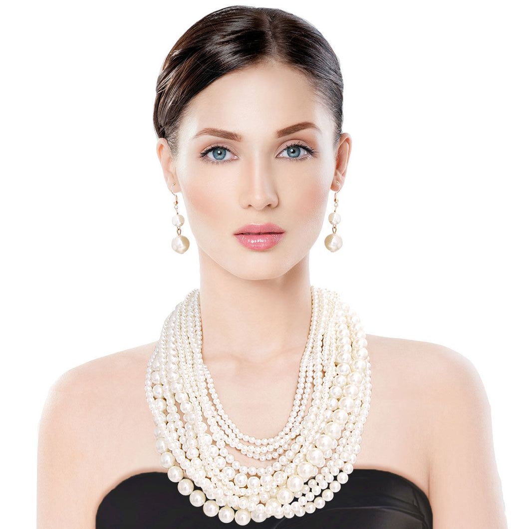 Cream Pearl 12 Strand Necklace