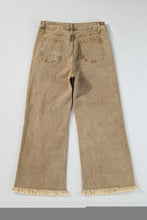 Load image into Gallery viewer, Light French Beige Acid Washed High Rise Cropped Wide Leg Jeans
