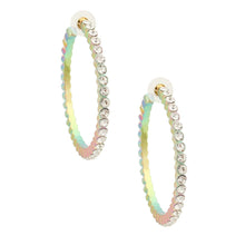 Load image into Gallery viewer, Rainbow Metal Ribbed Stone Hoops
