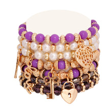 Load image into Gallery viewer, Purple Bead and Pearl Love Bracelets
