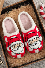 Load image into Gallery viewer, Fiery Red Checkered Santa Claus Graphic Plush Home Slippers
