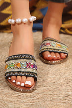 Load image into Gallery viewer, Chestnut Bohemian Pattern Crochet Faux Leather Beach Slippers
