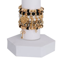 Load image into Gallery viewer, Black Bead and Pearl Love Bracelets
