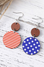 Load image into Gallery viewer, Dark Blue 4th of July Wooden Flag Earrings
