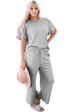 Load image into Gallery viewer, Strawberry Pink Textured Loose Fit T Shirt and Drawstring Pants Set
