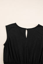 Load image into Gallery viewer, Black Shirred High Waist Sleeveless V Neck Jumpsuit
