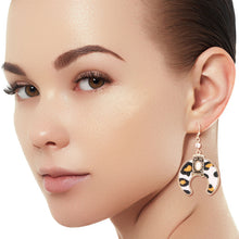 Load image into Gallery viewer, White Leopard Fur Horseshoe Earrings
