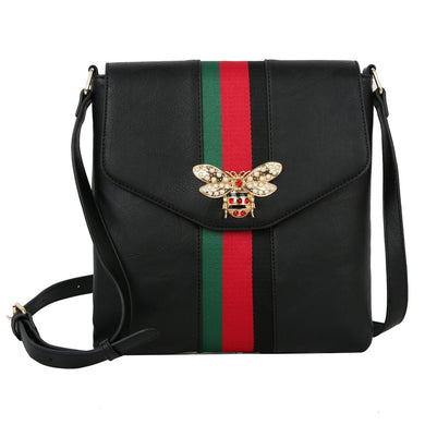Crossbody Black Striped Bee Flap Bag