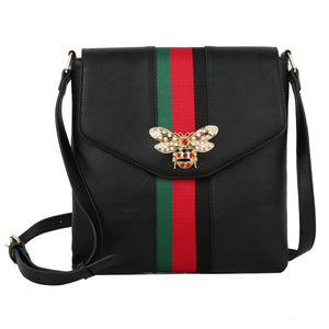 Crossbody Black Striped Bee Flap Bag