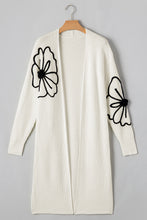 Load image into Gallery viewer, Beige Flower Embroidered Drop Shoulder Open Front Duster Cardigan
