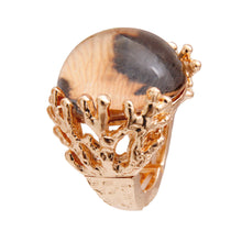 Load image into Gallery viewer, Cocktail Leopard Print Round Gold Stretch Ring
