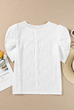 Load image into Gallery viewer, White Textured Short Puff Sleeve Tee
