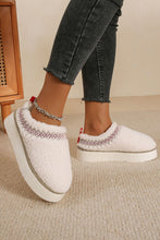 Load image into Gallery viewer, White Embroidered Sherpa Plush Thick Sole Winter Slippers

