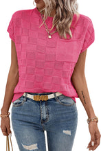 Load image into Gallery viewer, Dusty Pink Lattice Textured Knit Short Sleeve Sweater
