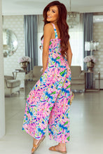 Load image into Gallery viewer, Pink Abstract Floral Painting Smocked Wide Leg Jumpsuit
