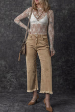 Load image into Gallery viewer, Light French Beige Acid Washed High Rise Cropped Wide Leg Jeans
