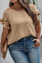 Load image into Gallery viewer, Light French Beige Ruffled Short Sleeve Plus Size Top
