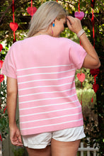 Load image into Gallery viewer, Pink Stripe Ribbed Loose Plus T Shirt
