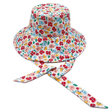 Load image into Gallery viewer, Vintage Red Floral Chin Tie Bucket Hat
