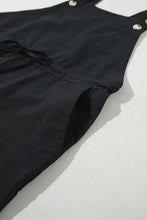 Load image into Gallery viewer, Black Drawstring Buttoned Straps Cropped Overall Jumper
