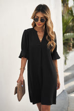 Load image into Gallery viewer, Black Ruffled Sleeve Shift Dress
