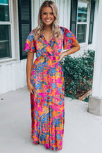 Load image into Gallery viewer, Rose Wrap V Neck Floral Maxi Dress
